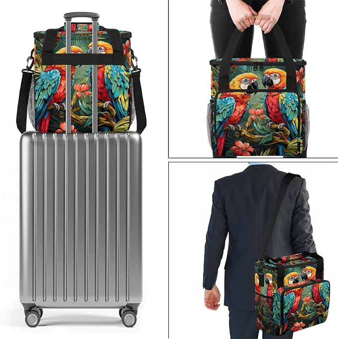 Tropical Bird Parrot Coffee Maker Carring Bag, Large Insulated Storage - Image 7