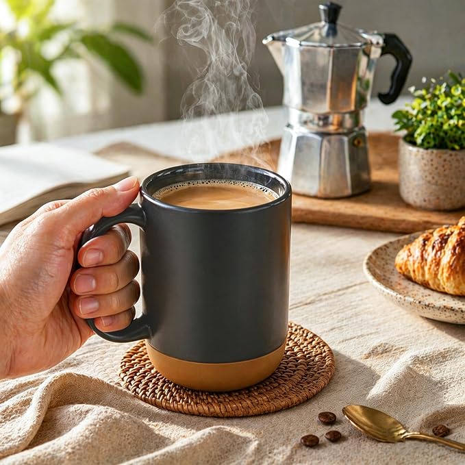 DOWAN Coffee Mugs, 15 oz Mug Set of 2, Large Ceramic Coffee Mug - Image 5