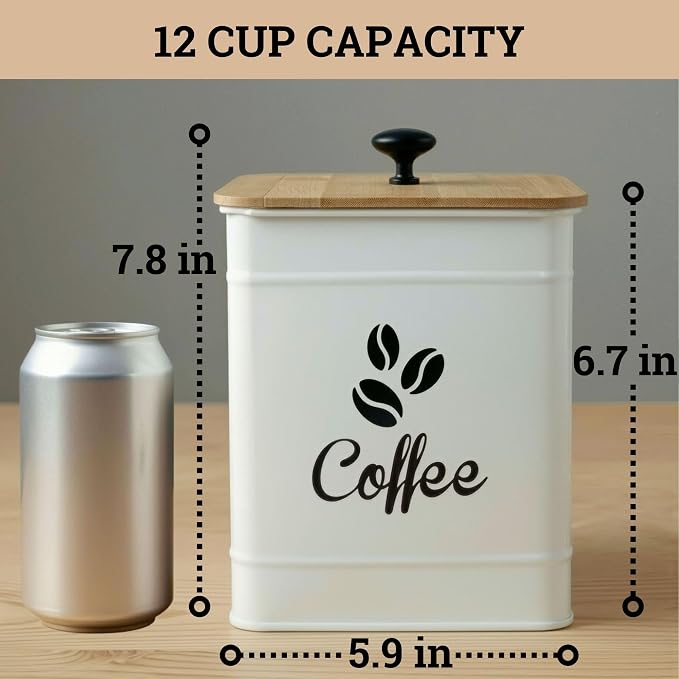 Airtight Coffee Canister - 40 oz Large Iron White Coffee Container Airtight - 6 - Image 6