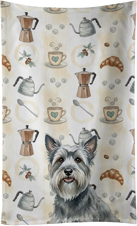Caroline's Treasures Gray Skye Terrier Coffee Bar Kitchen Towel Velour Plush by CarolinesTreasures