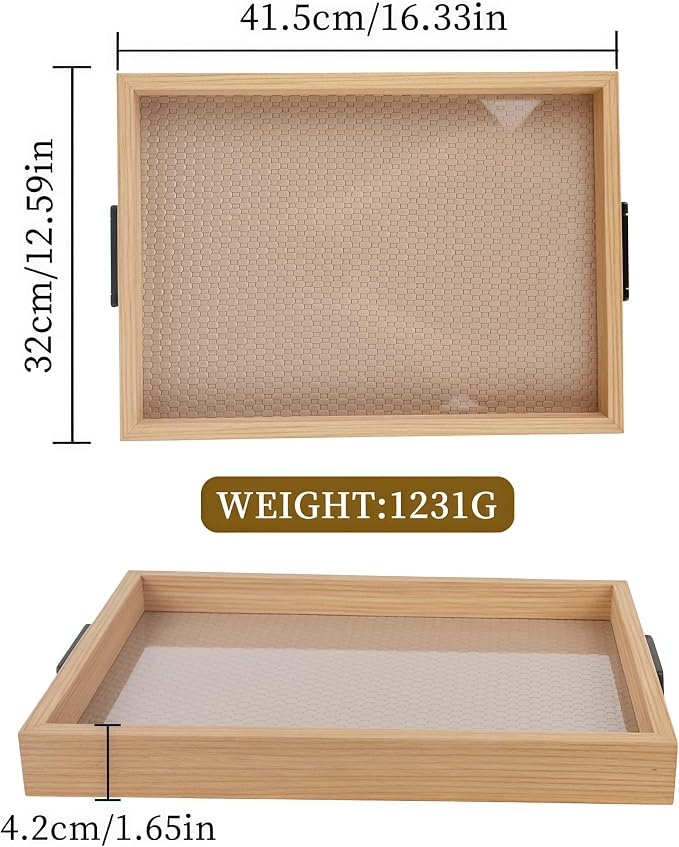 YWMSGM Leather Surface Wood Service Tray - Image 2