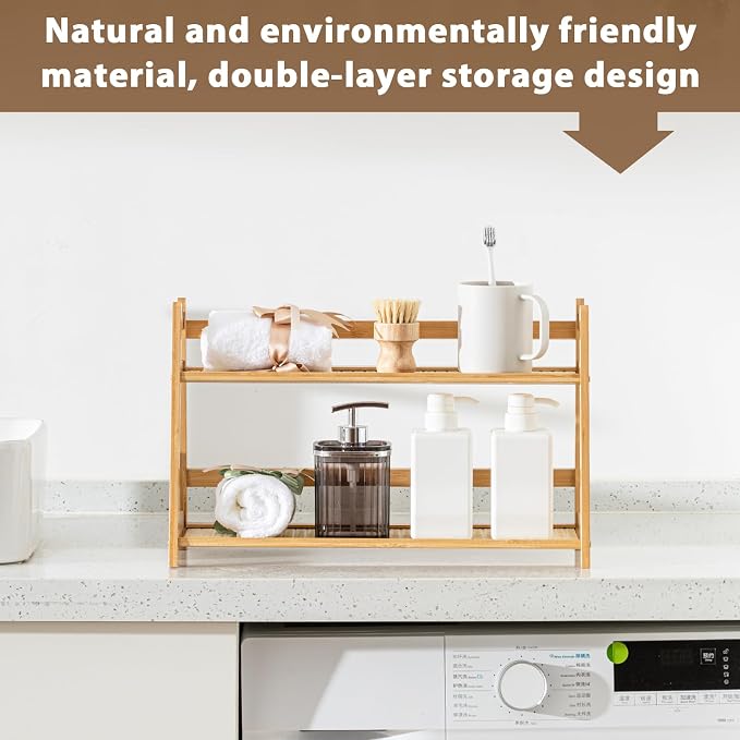 Yalikop 1 Pcs 2 Tier Matcha Station Shelf Bamboo Coffee Mug Stand Countertop - Image 5