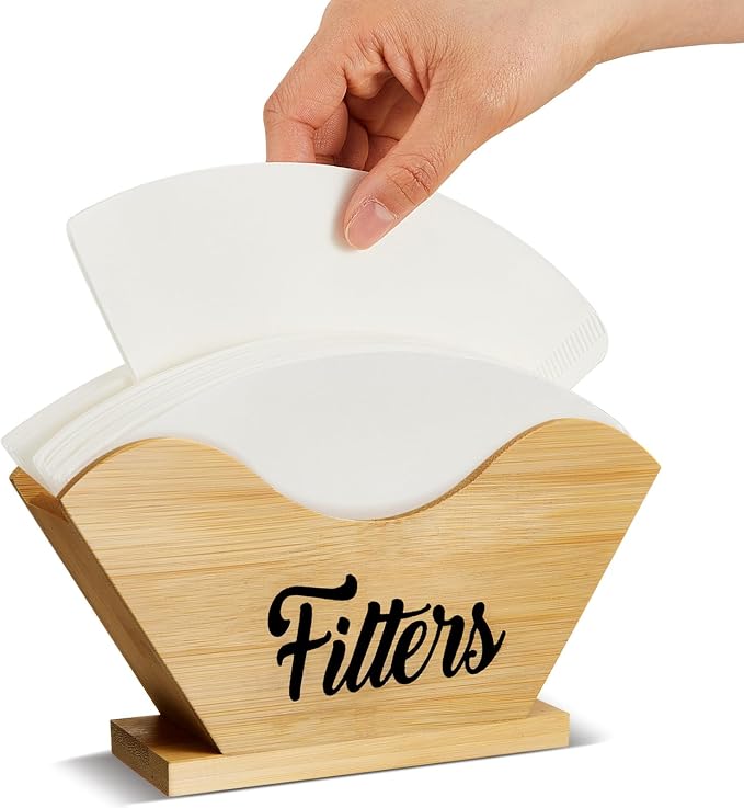Juexica Farmhouse Cone Coffee Filter Holder Storage number 4 Rustic Wood Holder by Juexica