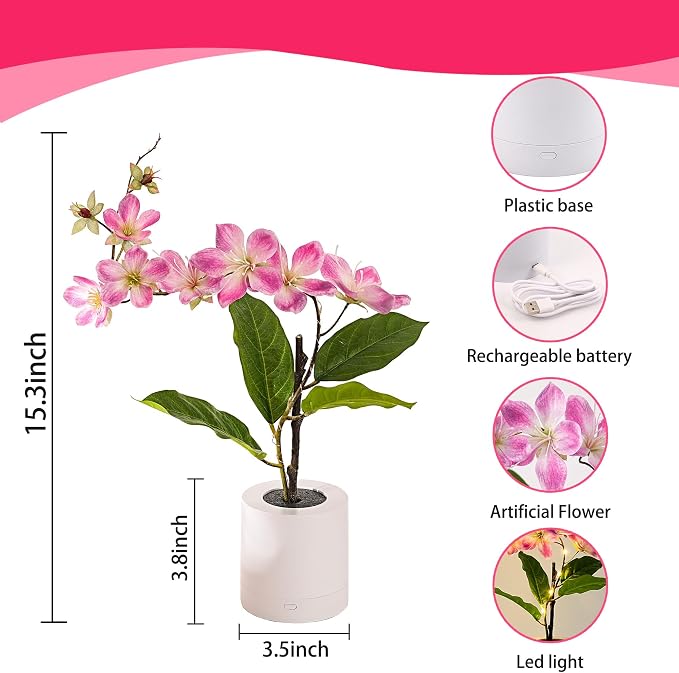 WSYEAR Purple Artificial Jasmine LED Flower Pot - Image 5