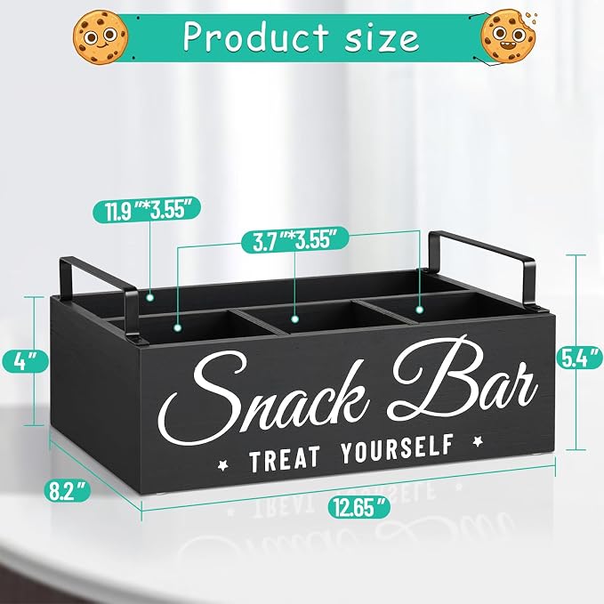 Snack Organizer for Countertop, Wood Pantry Storage Bins - Image 7