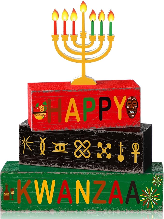 Geelin 4 Pcs Kwanzaa Wooden Table Centerpiece Set Wooden African Heritage by Geelin