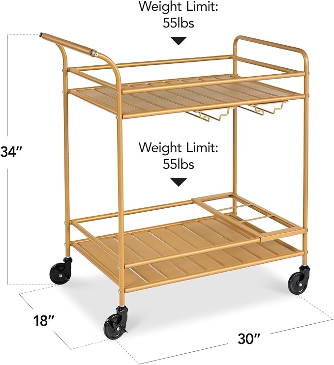 Best Choice Products Rolling Bar Cart, Mobile Home Bar Serving Cart, Serving - Image 2