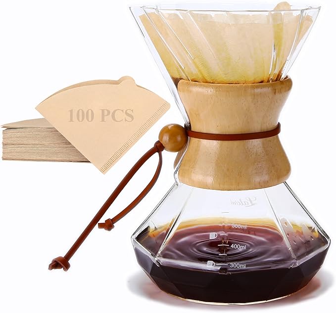 Lalord Pour Over Coffee Maker, 19 oz Borosilicate Glass Coffee Carafe by Lalord