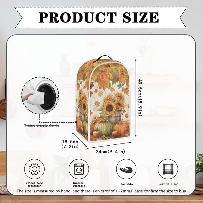 Pumpkin Sunflower Processor Dust Cover, Small Appliance Covers - Image 6