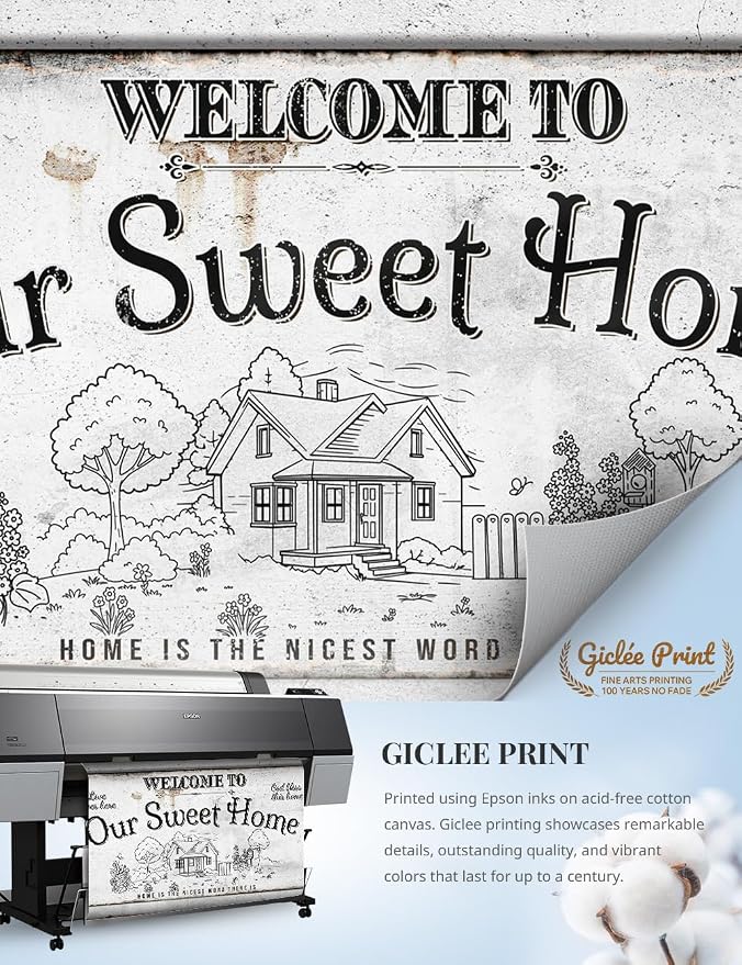 IPIC - Our Sweet Home Vintage Family Sign, Rustic Farmhouse Style Canvas Wall - Image 6