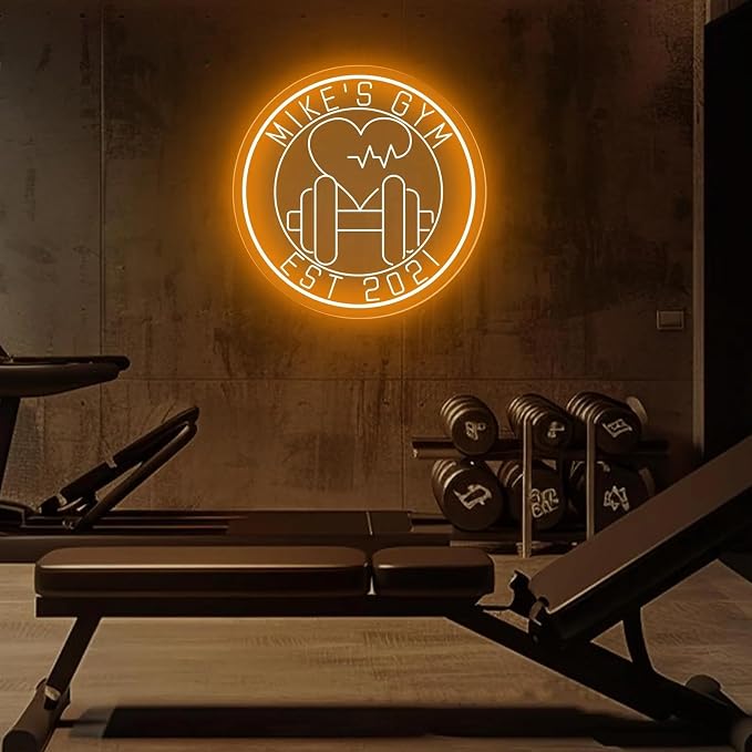 Custom Gym Name Neon Sign Dumbbell LED Neon Light Gym Blue Barbell Neon Light - Image 3