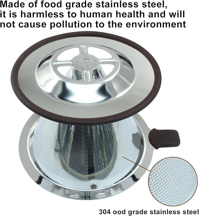 Waziaqoc Pour Over Coffee Dripper, Reusable Paperless Coffee Filter - Image 4