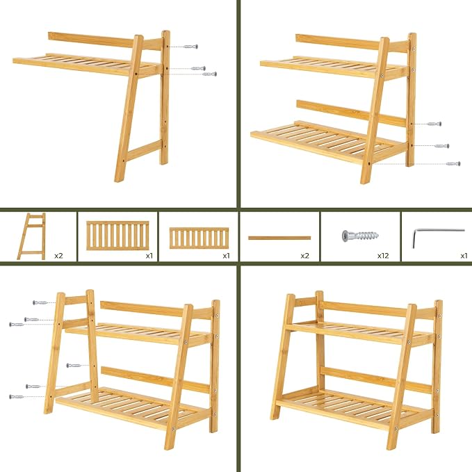 ANBOXIT Bamboo Matcha Station Organizer, Countertop 2 Tier Desktop Shelf - Image 6