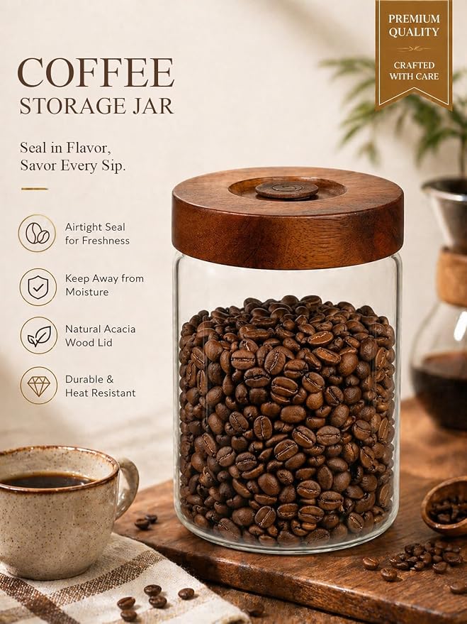Coffee Canister, 9oz Airtight Glass Storage Jar - Image 2