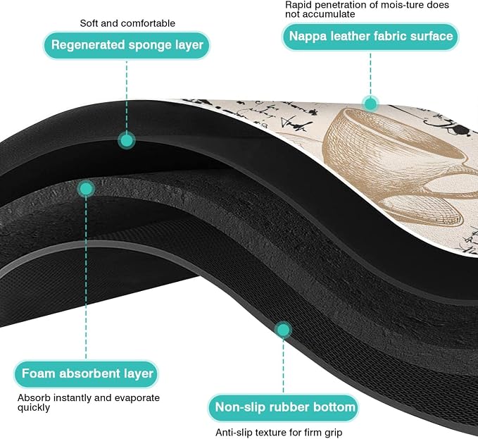 Coffee Bar Mat Accessories for Countertop Absorbent Hide Stain Rubber Backed - Image 6