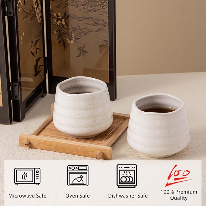 4pcs Japanese Tea Cup Set – Mini Size Cup 5OZ Ceramic Matcha Cup, Handless - Image 4