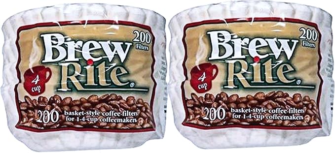 Brew Rite 4 Cup Coffee Basket Disposable Filters by Brew+Rite