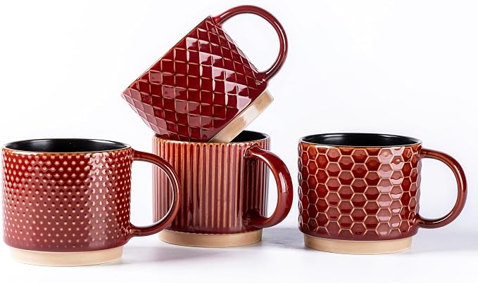 GBhome 6 OZ Stackable Coffee Mugs, Ceramic Coffee Mugs by GBhome