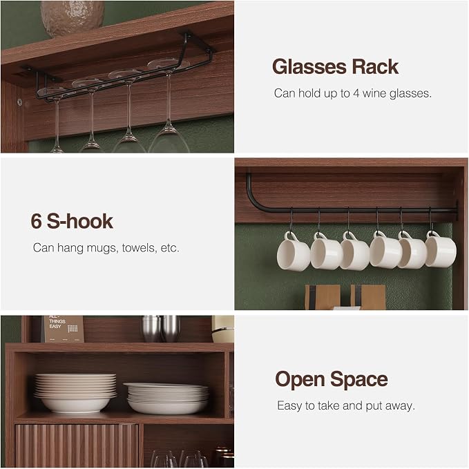 Vabches Fluted Coffee Bar Cabinet - Image 9