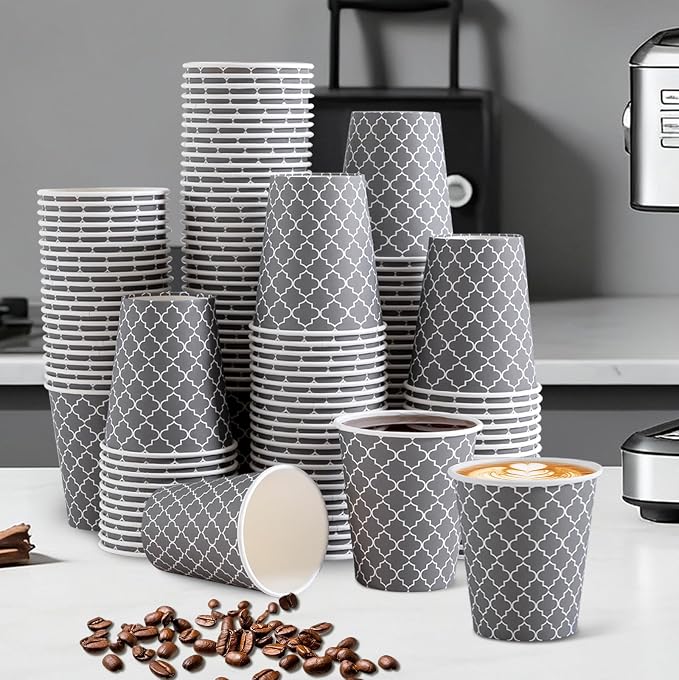 Lamosi Coffee Cups 10 oz 200 Pack, Disposable Paper Coffee Cups, Disposable Cups - Image 6