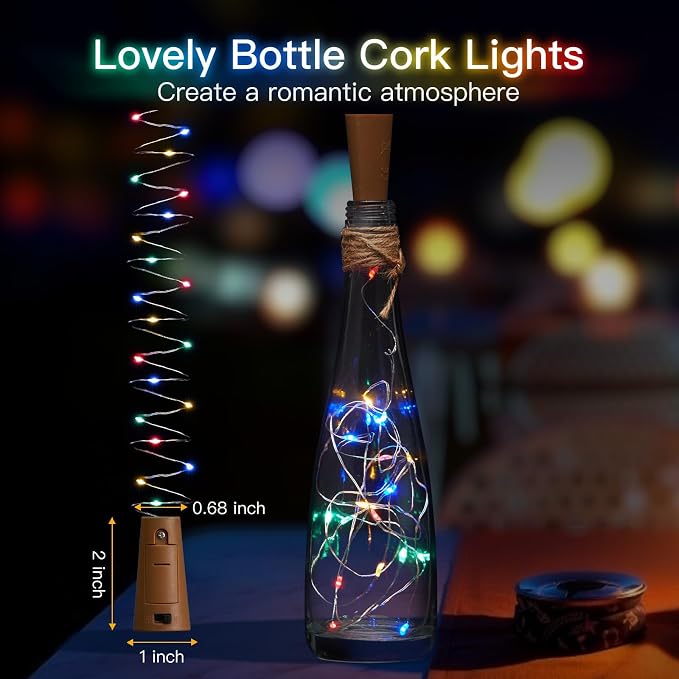 Wine Bottle Lights with Cork, Twinkle Lights 10 Pack 20 LED Waterproof Battery - Image 6