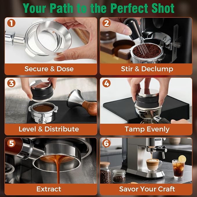 Espresso Accessories Kit, 51mm Coffee Distributor & Tamper Leveler, Dosing - Image 5