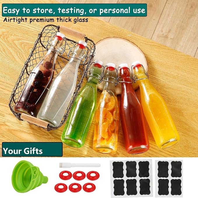 ZEBEIYU 10 Pack Swing Top Glass Bottles 8.5 oz, Flip Top Beer Brewing Bottles - Image 5
