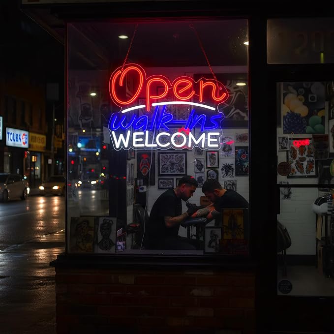 Walk-ins Welcome Open Neon Sign - Image 6