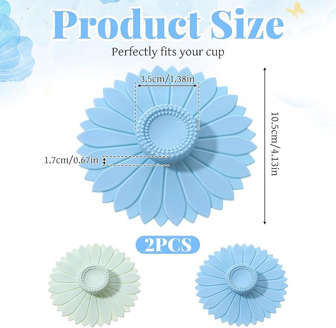 2 Pcs Silicone Cup Covers, Reusable Silicone Lids Tea Mug Topper Universal - Image 2