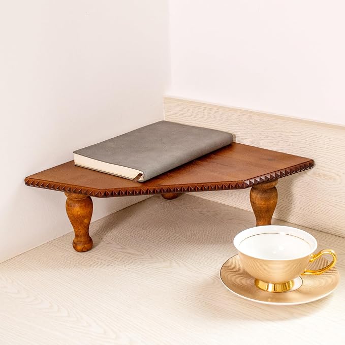 OKSQW Wood Corner Counter Shelf Framehouse Decorative Tray Stand - Image 7