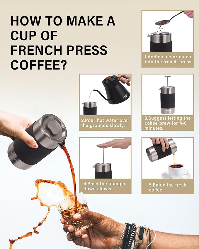 POLIVIAR French Press Coffee Maker, 12 oz Portable French Press - Image 6