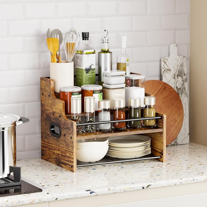 KLM 4-Tier Wood Display Shelf, Countertop Bar Stand - Image 5