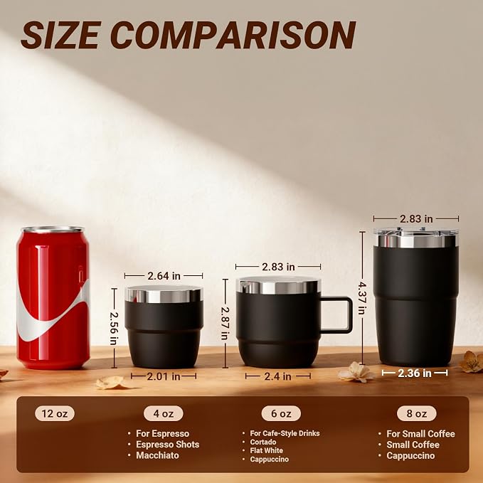 4 oz Small Espresso Cup, Ceramic-Lined 18/8 Stainless Steel, Double-Wall Vacuum - Image 9