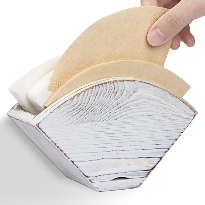 ANBOXIT Coffee Filter Holder, Farmhouse White Wall Mount Pine Wood Coffee by ANBOXIT