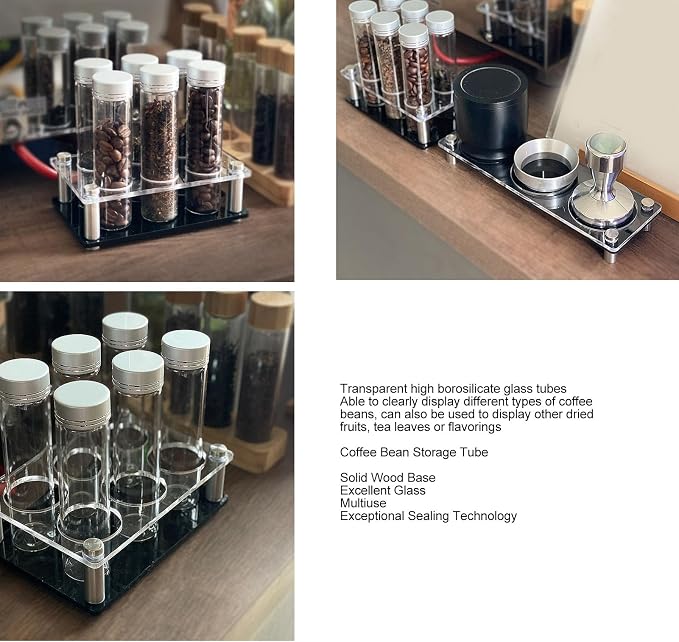 Tyenaza 6PCS Coffee Beans Storage Tubes, High Borosilicate Glass Coffee Bean - Image 6