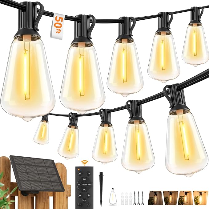 Hotsonic Solar Outdoor String Lights Waterproof, 50FT Remote Control LED by Unknown