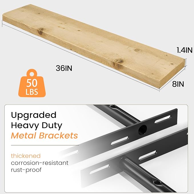 Fun Memories 36 Inch Reclaimed Wood Floating Shelves - Image 3