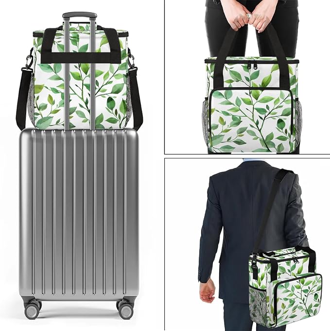 Eucalyptus Leaf Sage Green Spring Coffee Maker Carring Bag, Large Insulated - Image 7