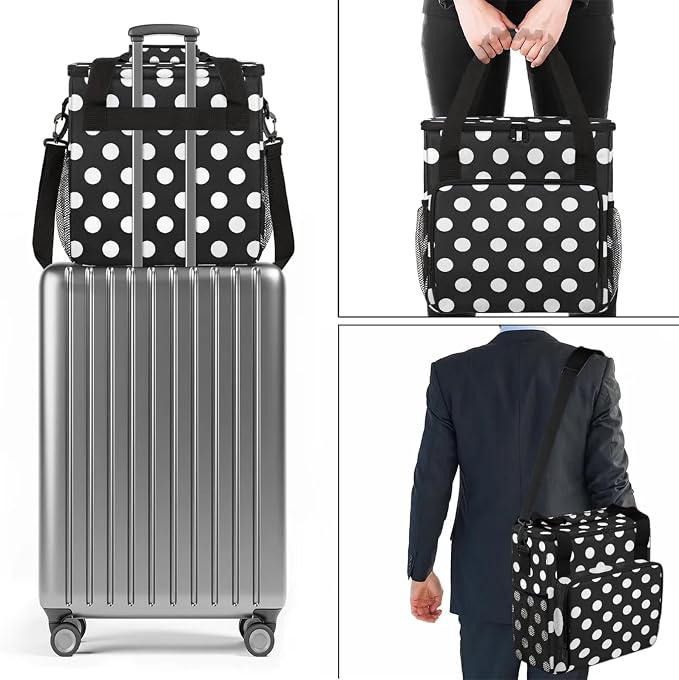 Black And White Polka Dots Coffee Maker Carring Bag, Large Insulated Storage - Image 7