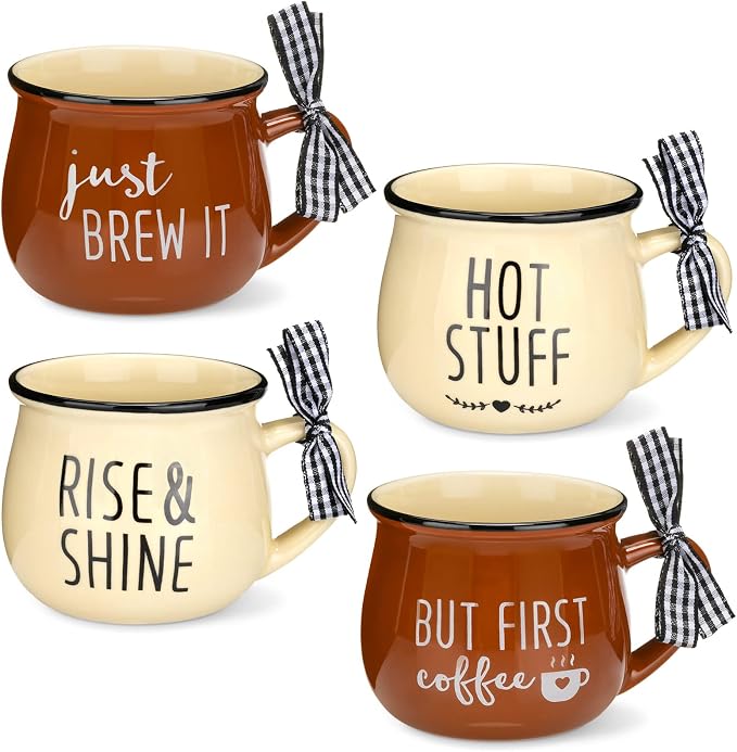 Patelai 4 Pcs Farmhouse Coffee Cups Mini Espresso Cups 5 oz Cute Mugs Set by Patelai