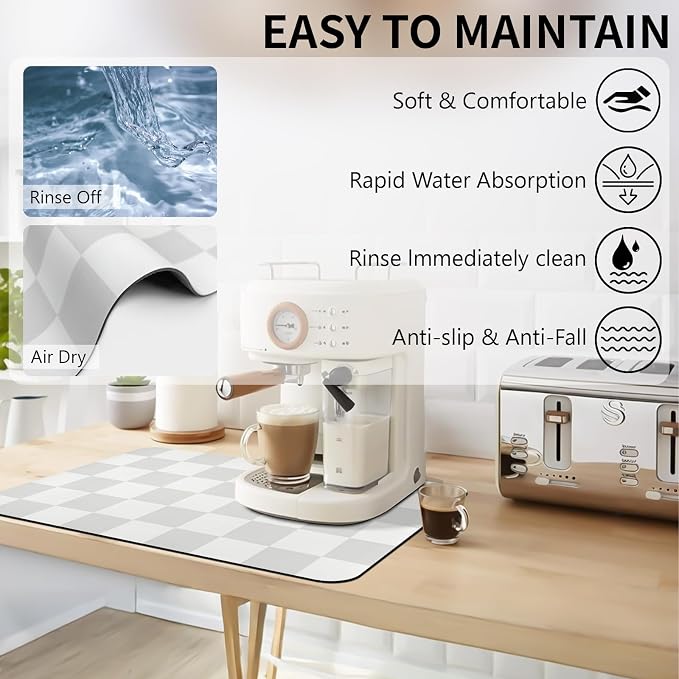 Dish Drying Mat for Kitchen Counter, Coffee Bar Mat - Image 2
