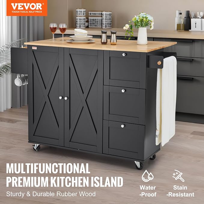 VEVOR Kitchen Island Cart, Rolling Table - Image 3
