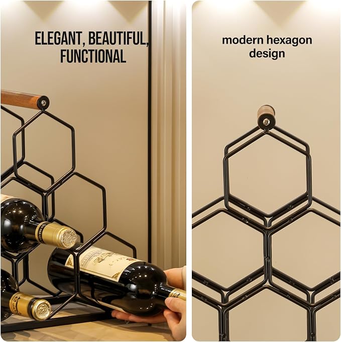 Small Black Wine Rack 6 Bottle Holder Countertop - Image 7