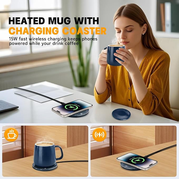 Smart-Warming Ceramic Mug & 15W Wireless Charger Combo - Image 3