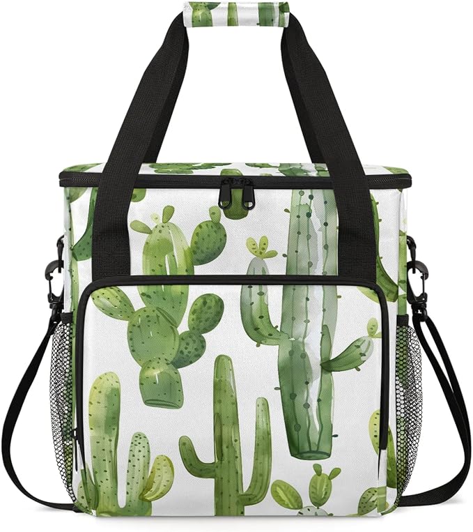 Green Cactus Coffee Maker Carring Bag, Large Insulated Storage Organizer Case by Home