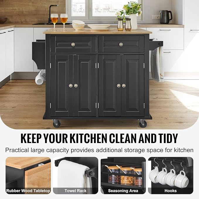 VEVOR Kitchen Island Cart, Rolling Table - Image 3