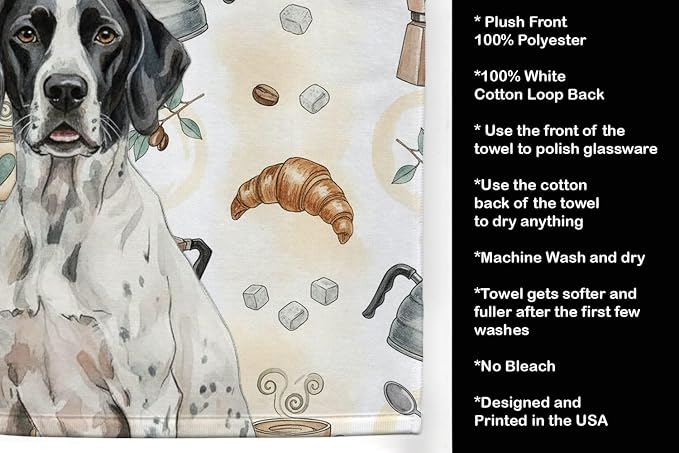 Caroline's Treasures Black and White Pointer Coffee Bar Kitchen Towel Velour - Image 4