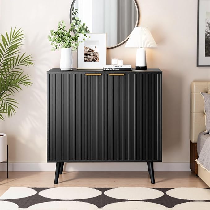 Set of 3 Fluted Storage Cabinet, Buffet Cabinet - Image 8