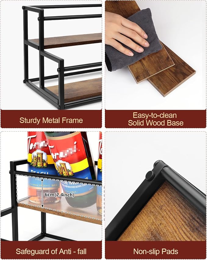 Coffee Syrup Rack Organizer, 2-Tier 10-Bottle Syrup Holder Stand - Image 5