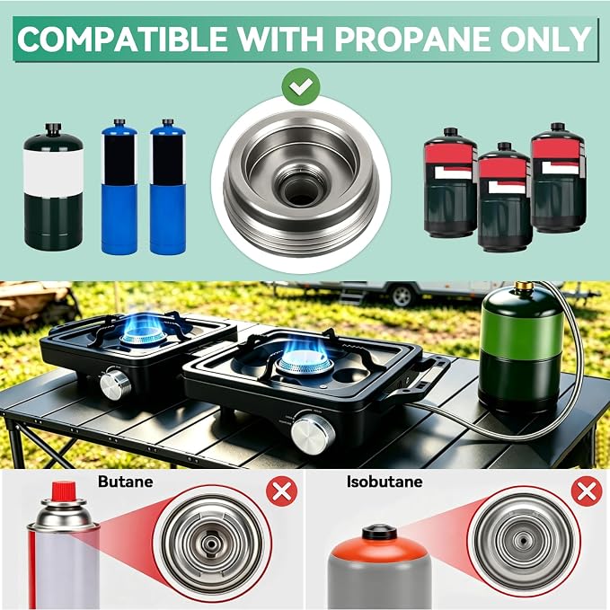2 Burner Camping Stove 24000 BTU, Portable Propane Camp Stove Set - Image 9